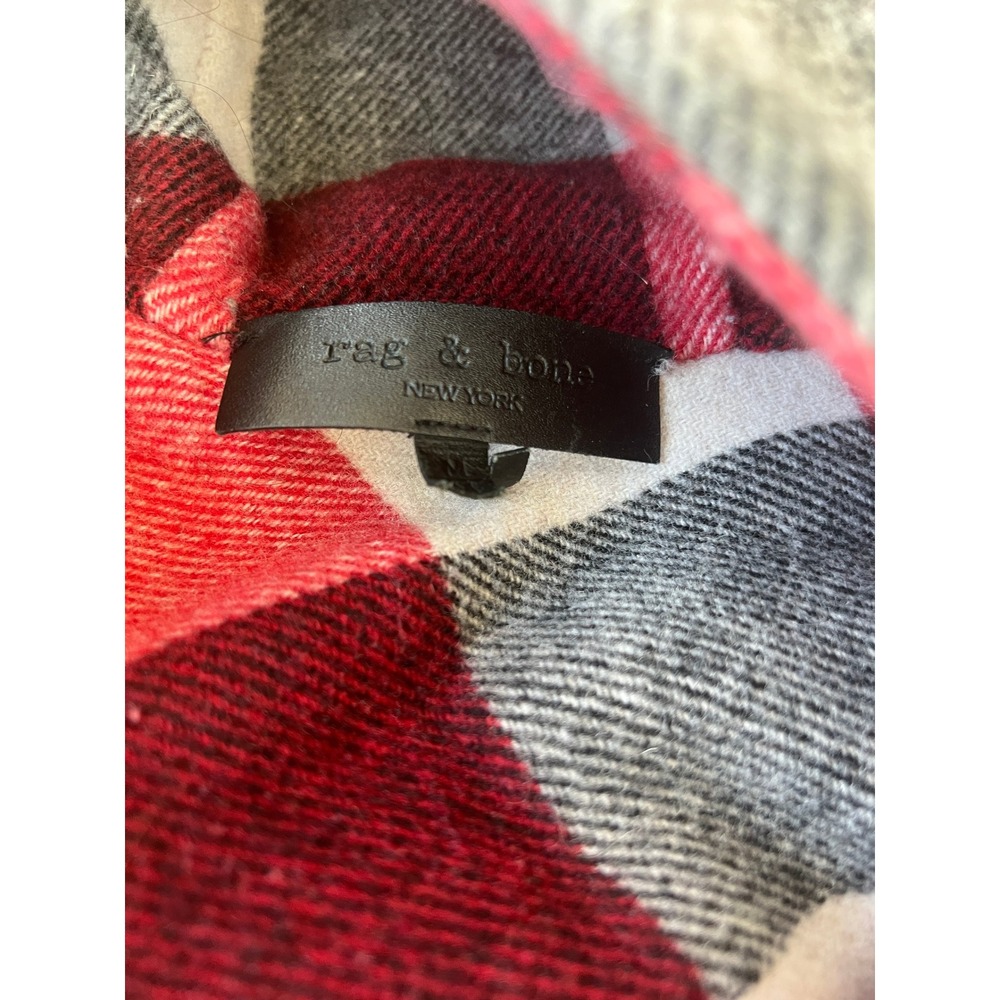 Rag & Bone Red Buffalo Plaid Hooded Shacket Long Shirt Jacket Coat Womens Medium - Picture 5 of 6